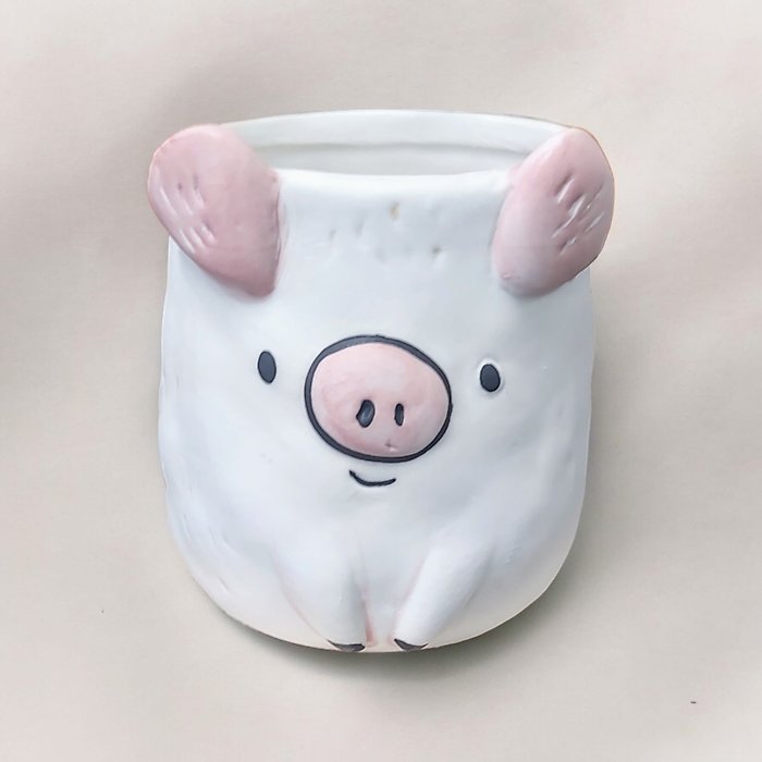 Pig Plant Parent Buddies 4.7&quot; H Ceramic Planter W/Drainage