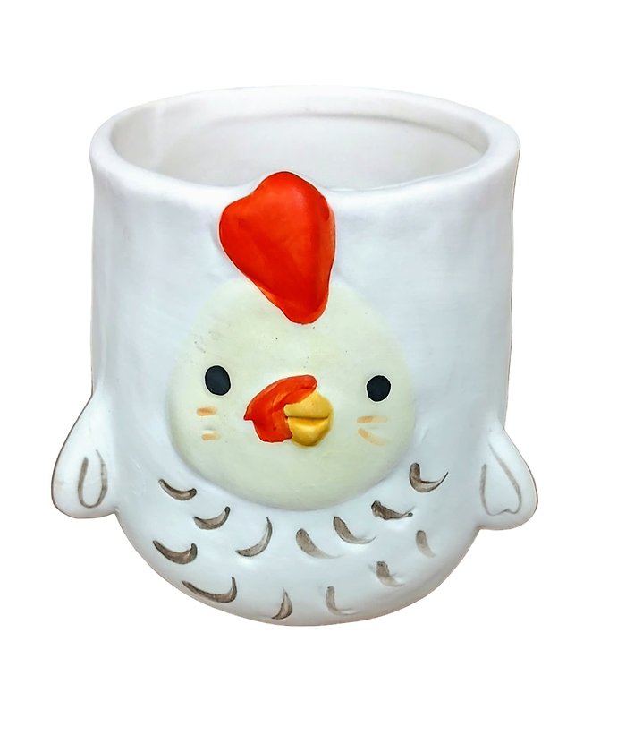 Chicken Plant Parent Buddies 4.7&quot; H Ceramic Planter w/Drain