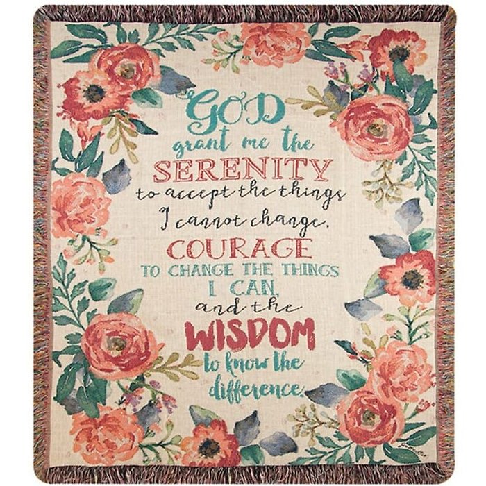 Serenity Prayer Floral Tapestry Blanket