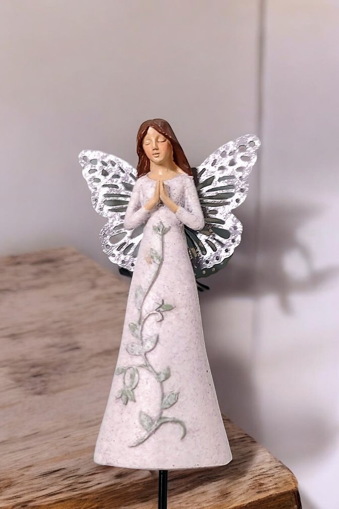 4.5&quot; Angel with Metal Wings Planter Pick