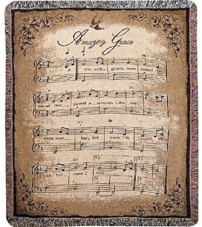 Amazing Grace with Musical Notes Sympathy Blanket