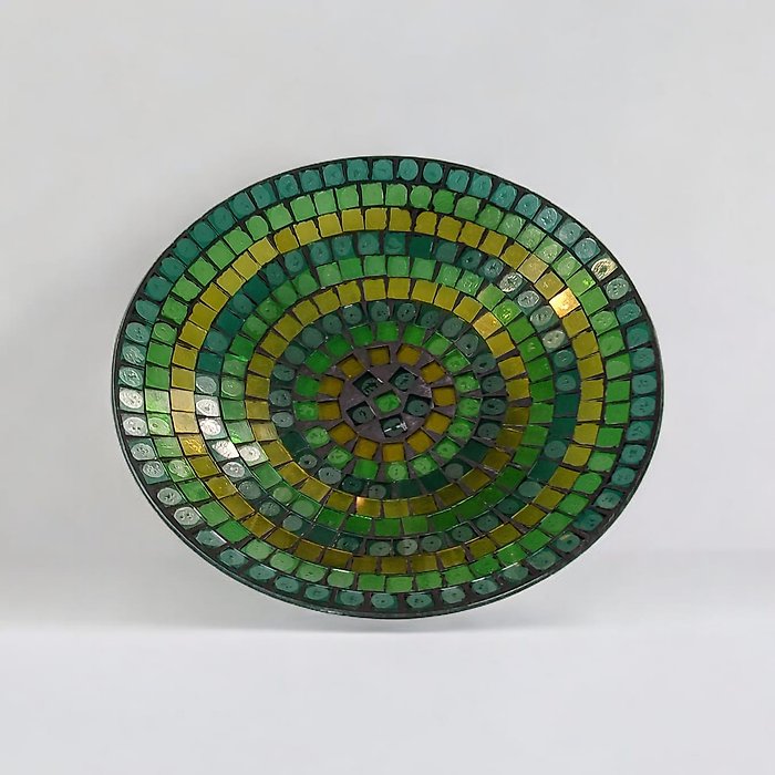 Green Mosaic Glass Bird Bath