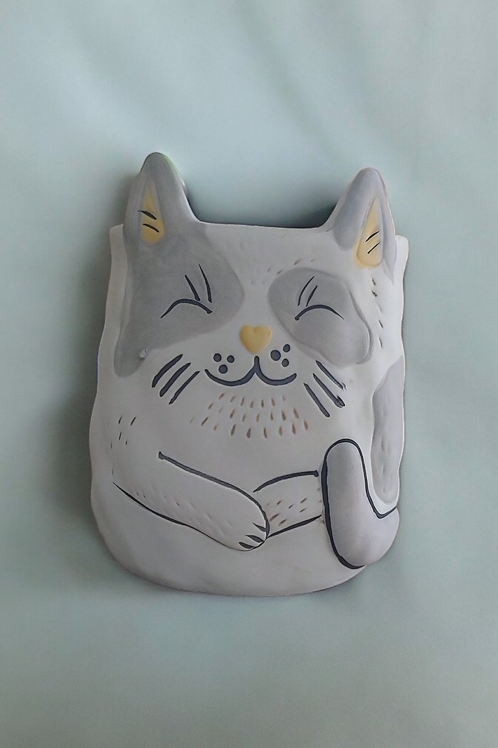 Cat Plant Parent Buddies 4.7&quot; H Ceramic Planter W/Drainage