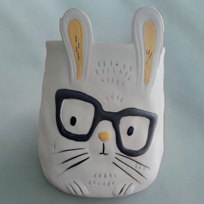 Bunny Plant Parent Buddies 4.7&quot; H Ceramic Planter W/Drainag