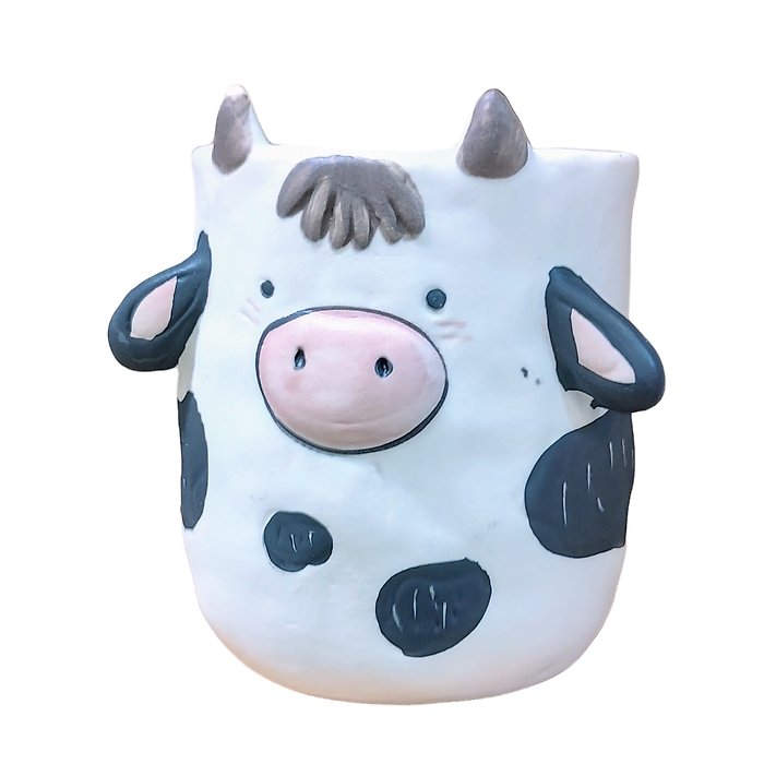 Cow Plant Parent Buddies 4.7&quot; H Ceramic Planter W/Drainage
