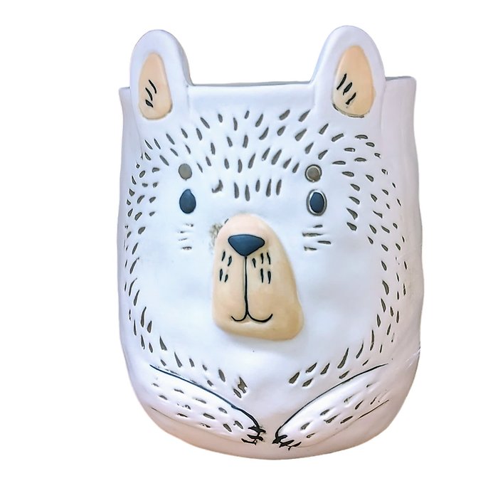 Bear Plant Parent Buddies 4.7&quot; H Ceramic Planter w/Drainage